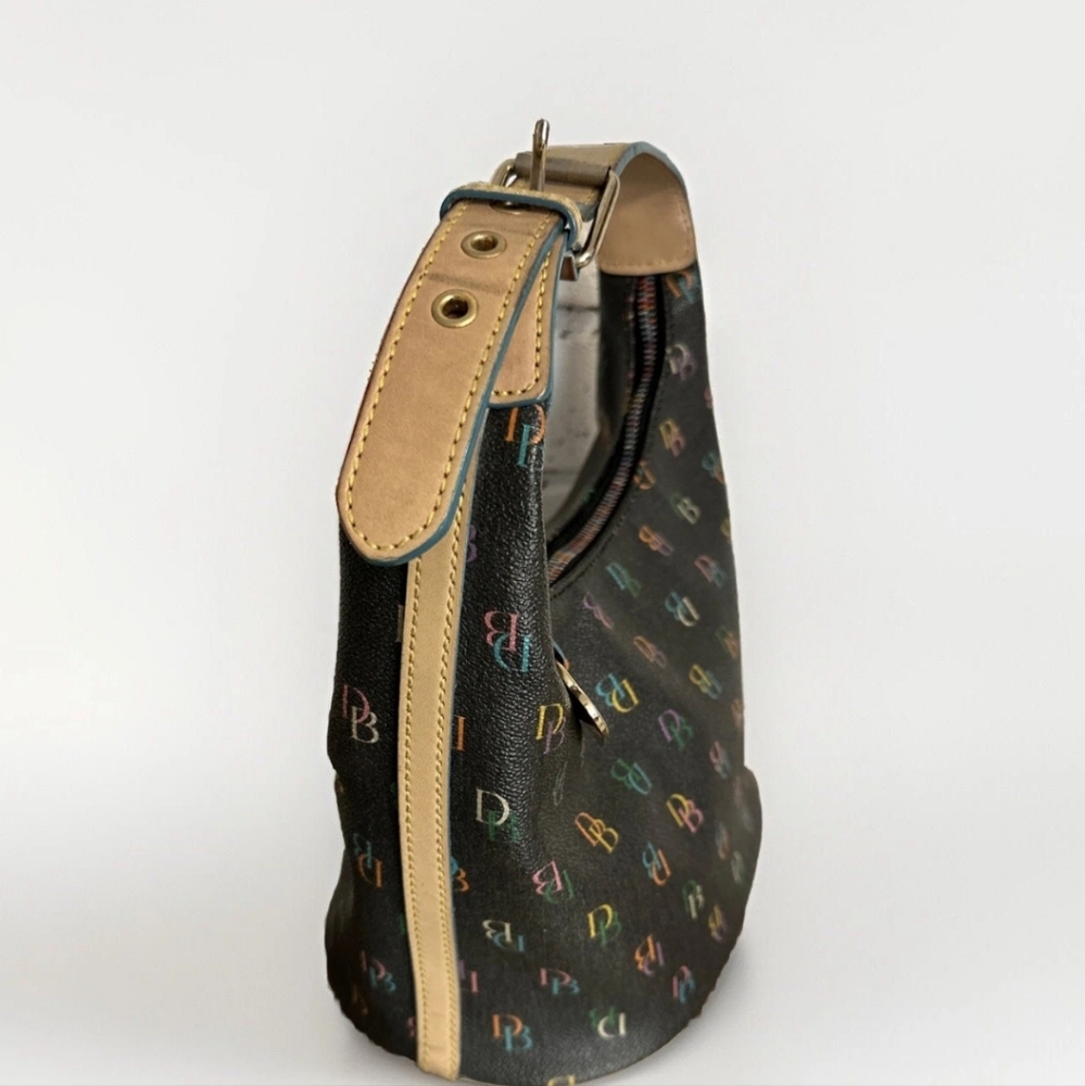 Dooney & Bourke Vintage Multicolor Mongrammed Signature Baguette Bag Tote Purse. - Picture 3 of 9